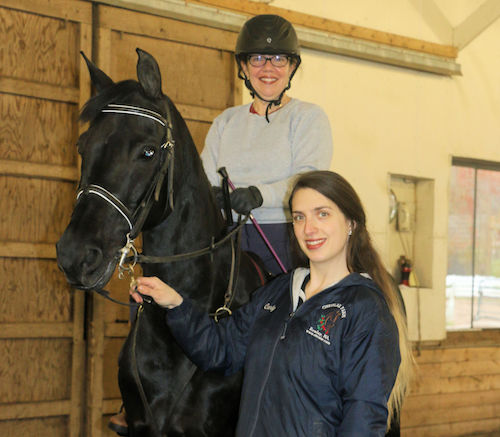 riding instructor Carly Cibelli with Chrislar student ready to start a riding lesson