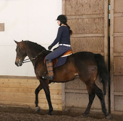 student enjoying a ride on her leased horse