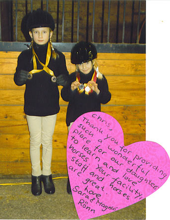 picture and note from two young rider clients